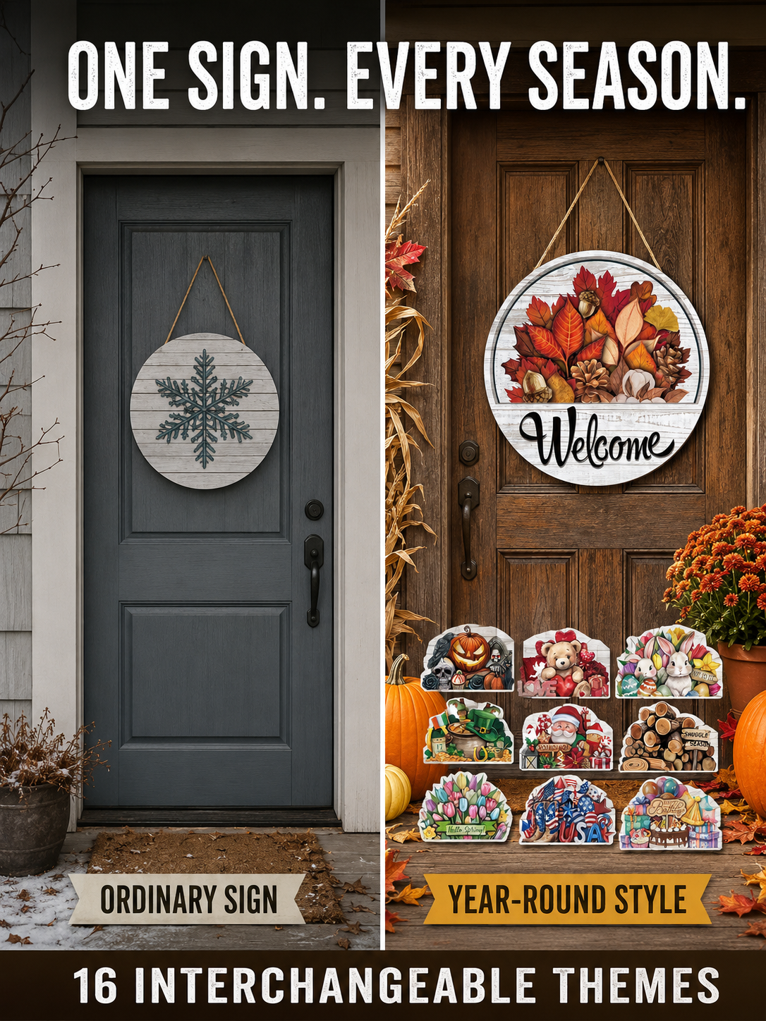 🍂 Cozy Home Sale Interchangeable Welcome Door Sign for Seasonal Farmhouse Decor