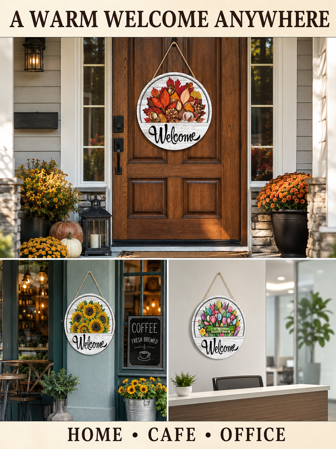 🍂 Cozy Home Sale Interchangeable Welcome Door Sign for Seasonal Farmhouse Decor