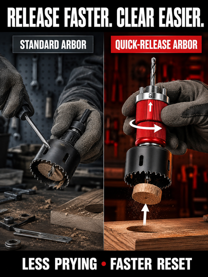 ⚡ Tool Time Savings Hole Saw Arbor with Quick-Release Shank & Pilot Bit
