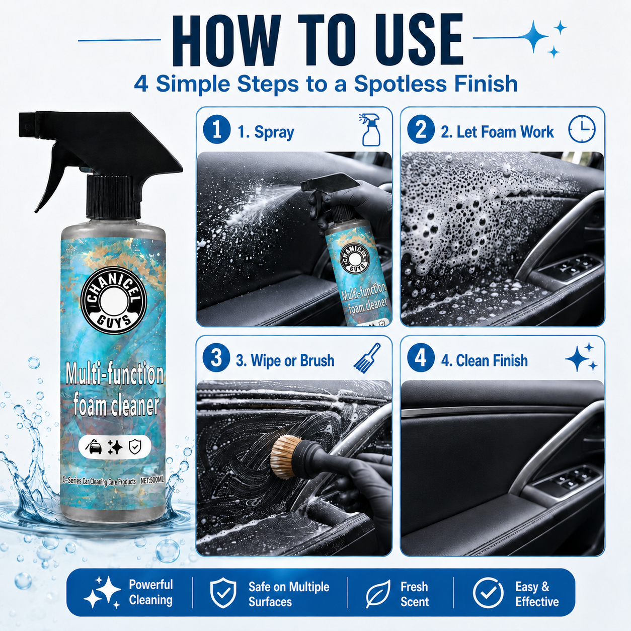 🛠️Limited-Time Sale | All-In-1 Car Cleaner Kit – Odorless Multi-Surface Cleaning Solution