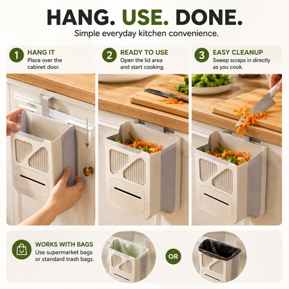 🥕 Hanging Kitchen Trash Bin – Cleaner Countertop Scrap Bin