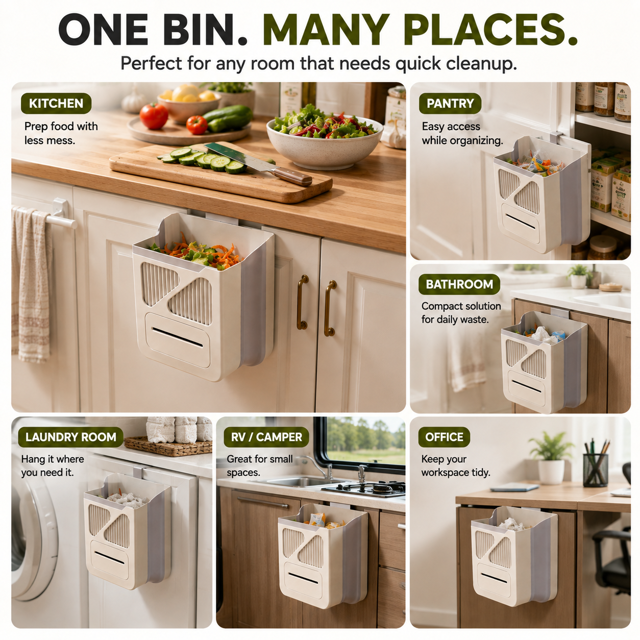 🥕 Hanging Kitchen Trash Bin – Cleaner Countertop Scrap Bin