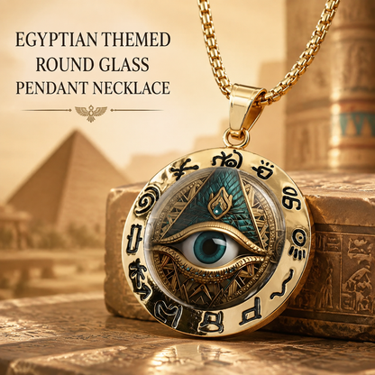 Egyptian Eye Round Glass Pendant Necklace