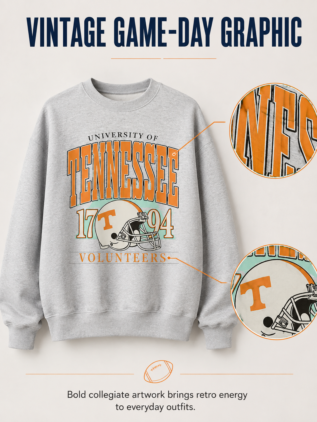 🔥 Retro Style Pick Unisex Vintage College Football Crewneck Sweatshirt