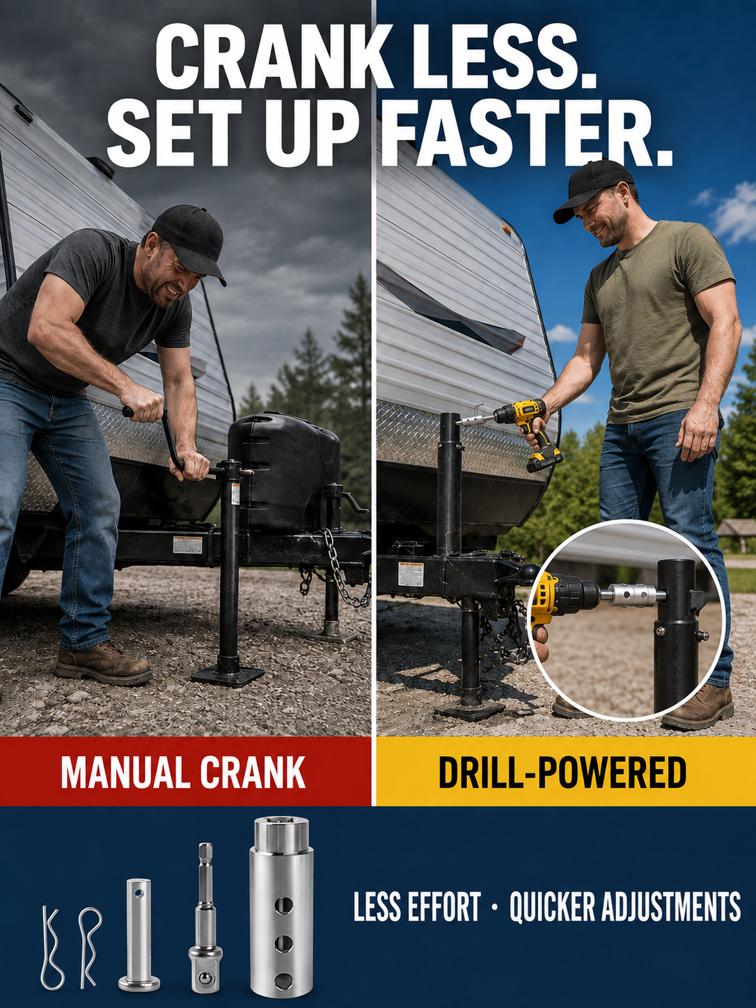 🔧 Hot Pick Heavy-Duty Trailer Jack Drill Adapter for RV & Trailer Use