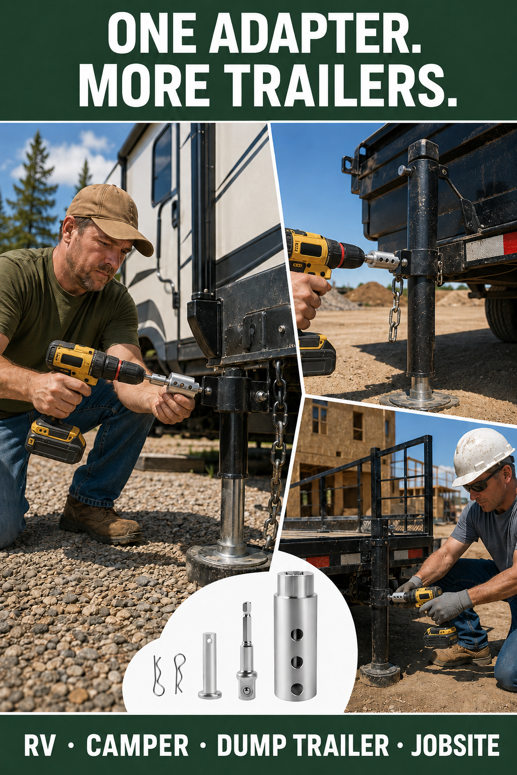 🔧 Hot Pick Heavy-Duty Trailer Jack Drill Adapter for RV & Trailer Use