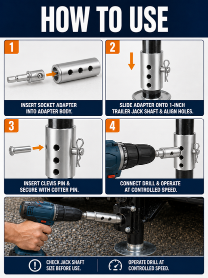 🔧 Hot Pick Heavy-Duty Trailer Jack Drill Adapter for RV & Trailer Use