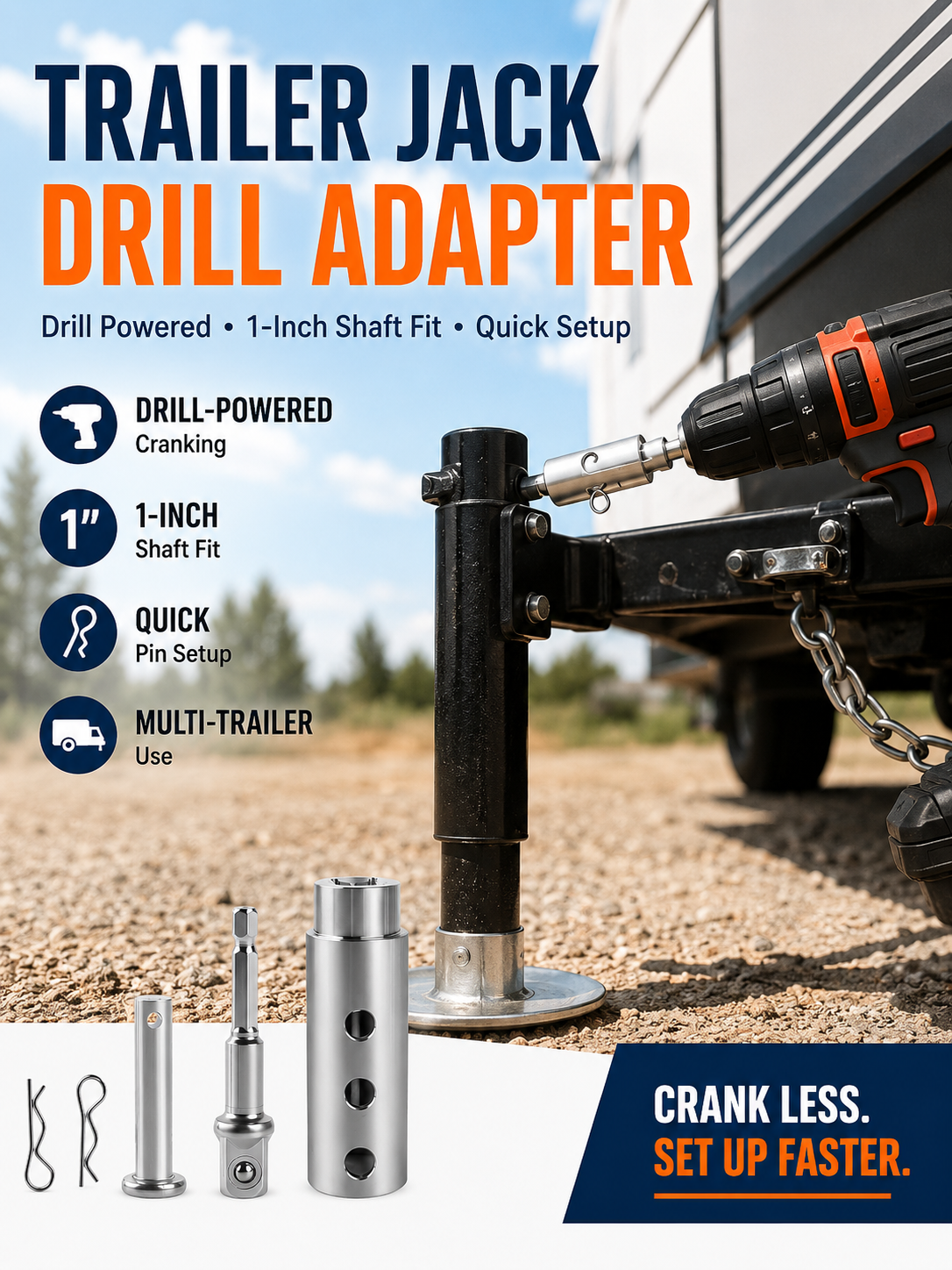 🔧 Hot Pick Heavy-Duty Trailer Jack Drill Adapter for RV & Trailer Use