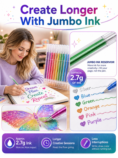 ✨ Sparkle Deal Vibrant Glitter Gel Pens for Coloring, Drawing & Creative Fun