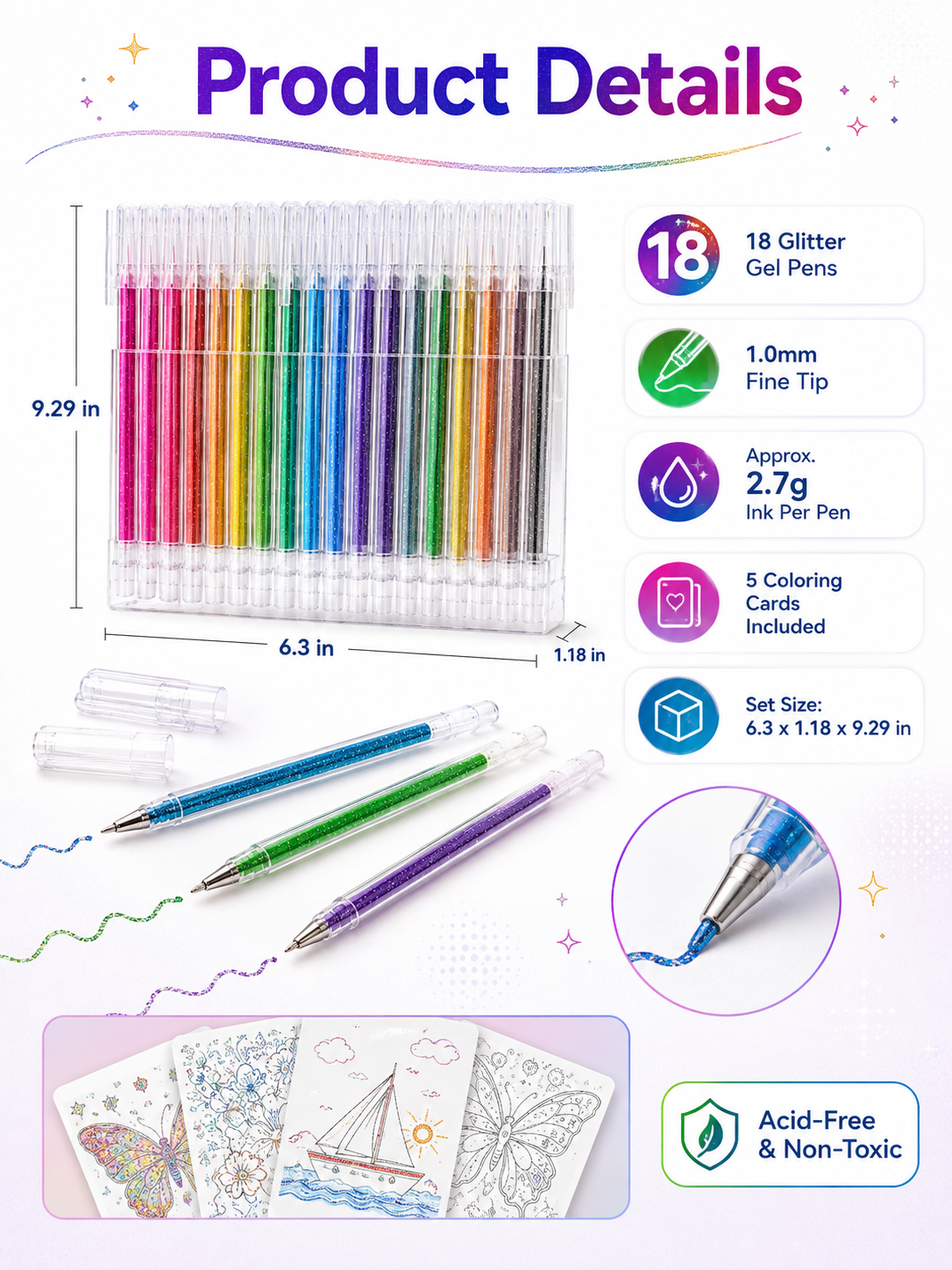 ✨ Sparkle Deal Vibrant Glitter Gel Pens for Coloring, Drawing & Creative Fun