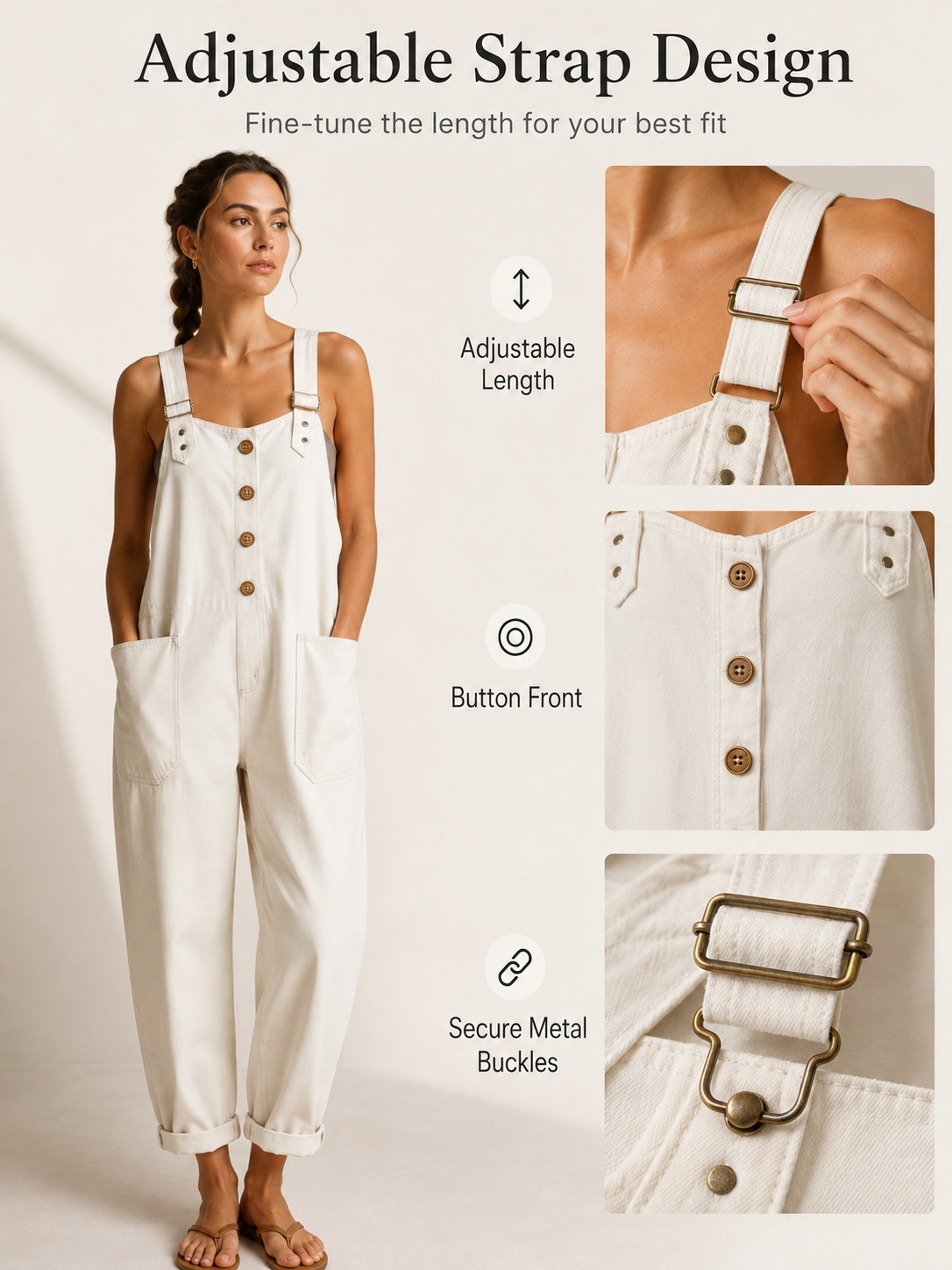 Women’s Vintage Wide-Leg Denim Overalls