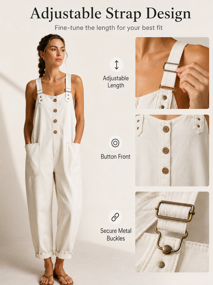 Women’s Vintage Wide-Leg Denim Overalls