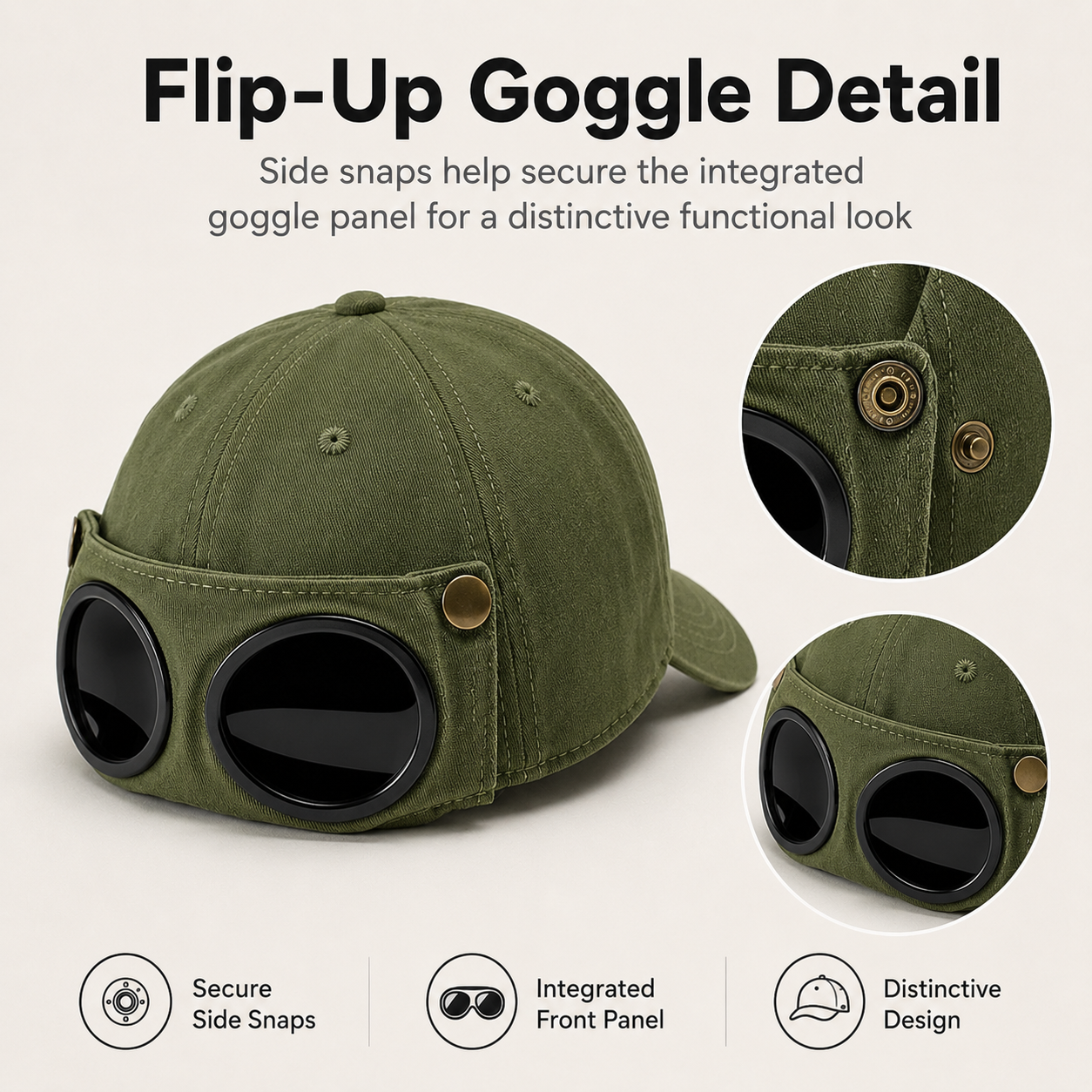 🧢 Korean-Style Pilot Cap – Curved Visor, Glasses-Ready