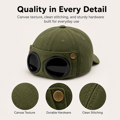 🧢 Korean-Style Pilot Cap – Curved Visor, Glasses-Ready
