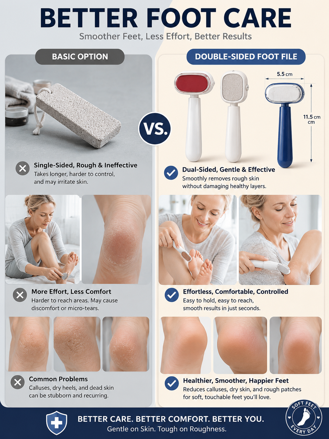 💧 Self-Care Essential Dual-Sided Foot Callus Remover with Replaceable Stainless Steel Blade