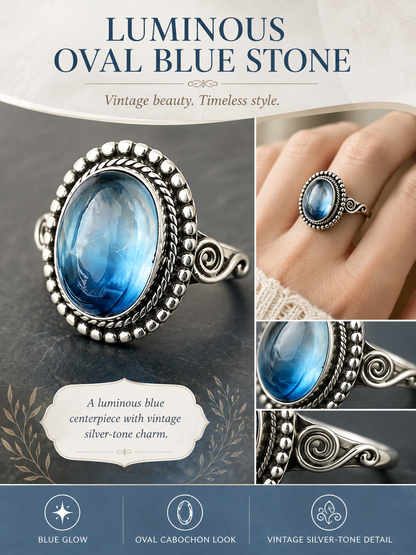✨ Timeless Beauty 925 Sterling Silver Vintage Moonstone Oval Ring