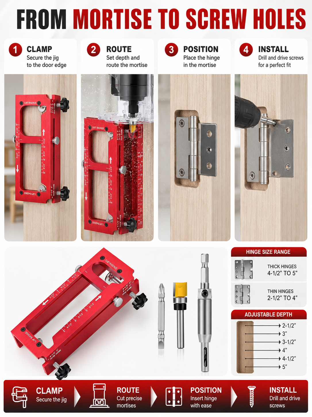 🔨 Workshop Essential Adjustable Door Hinge Jig for Precise Mortising