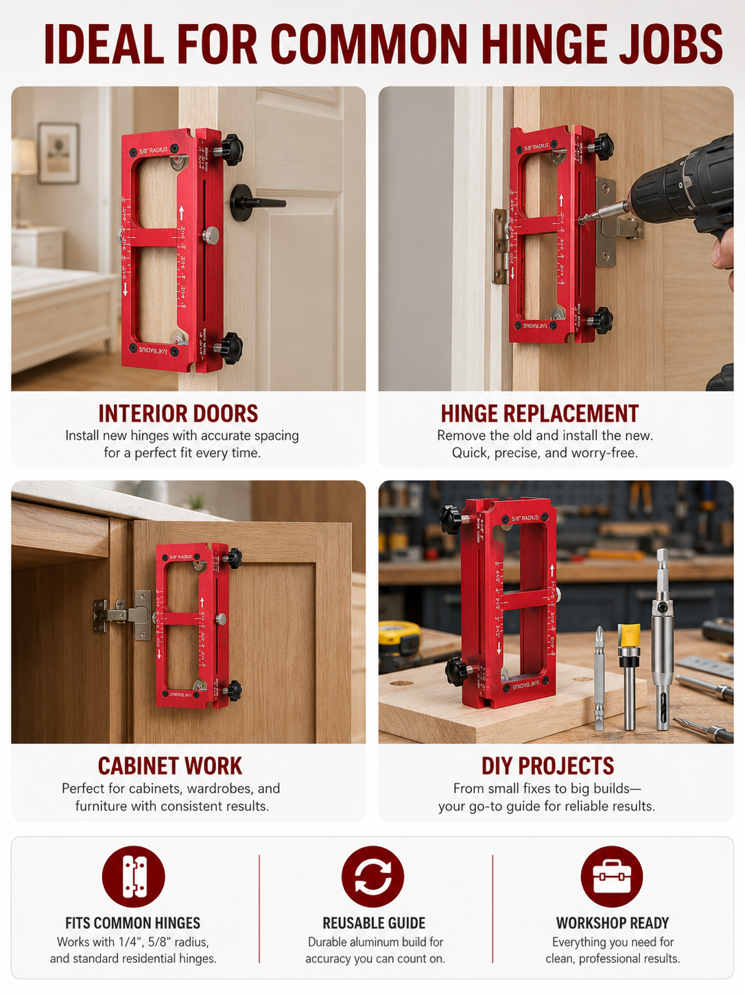 🔨 Workshop Essential Adjustable Door Hinge Jig for Precise Mortising