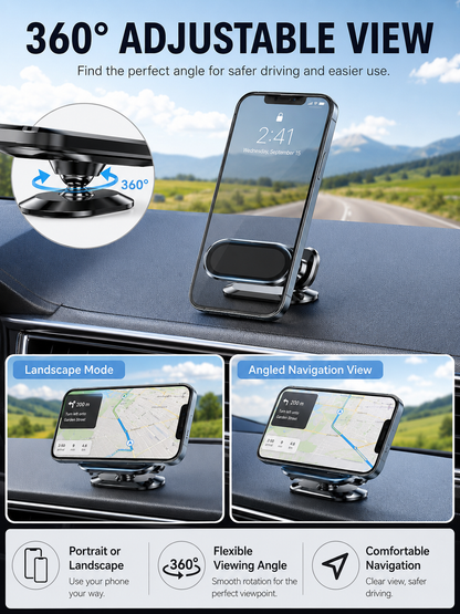 🚗 Driving Essential Magnetic Car Phone Holder with 360° Adjustable Mount