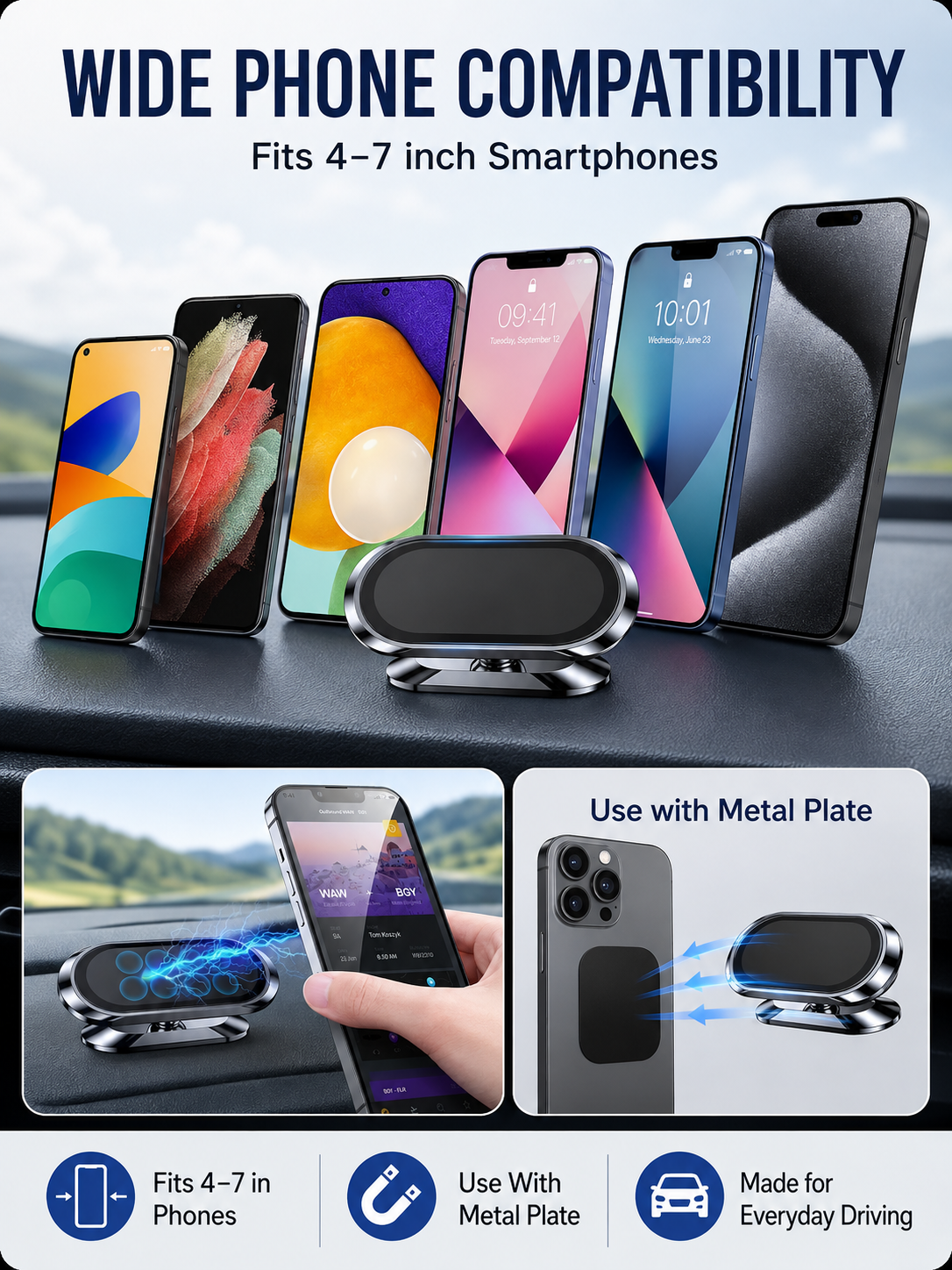 🚗 Driving Essential Magnetic Car Phone Holder with 360° Adjustable Mount