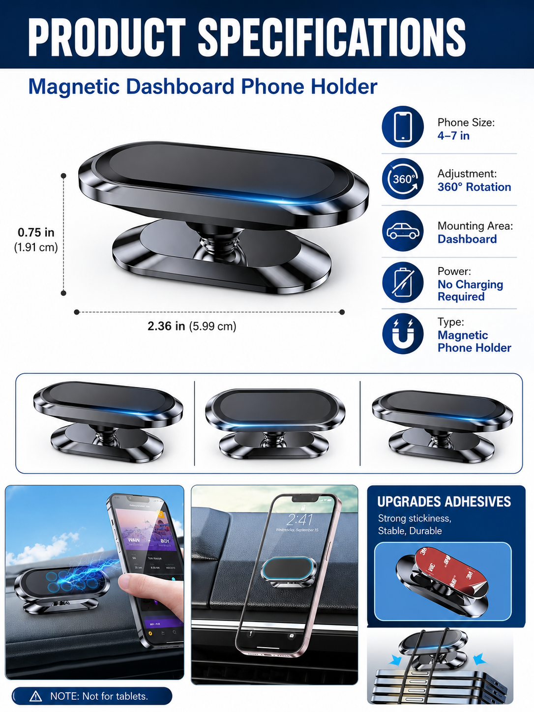 🚗 Driving Essential Magnetic Car Phone Holder with 360° Adjustable Mount