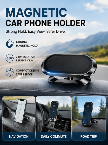 🚗 Driving Essential Magnetic Car Phone Holder with 360° Adjustable Mount