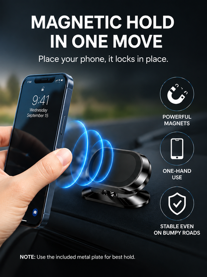 🚗 Driving Essential Magnetic Car Phone Holder with 360° Adjustable Mount