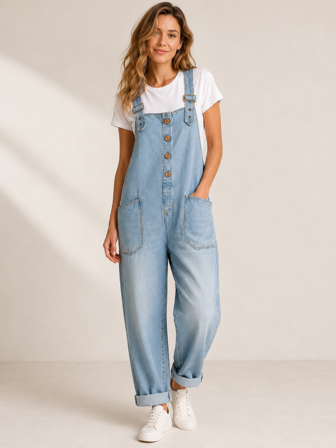 Women’s Vintage Wide-Leg Denim Overalls