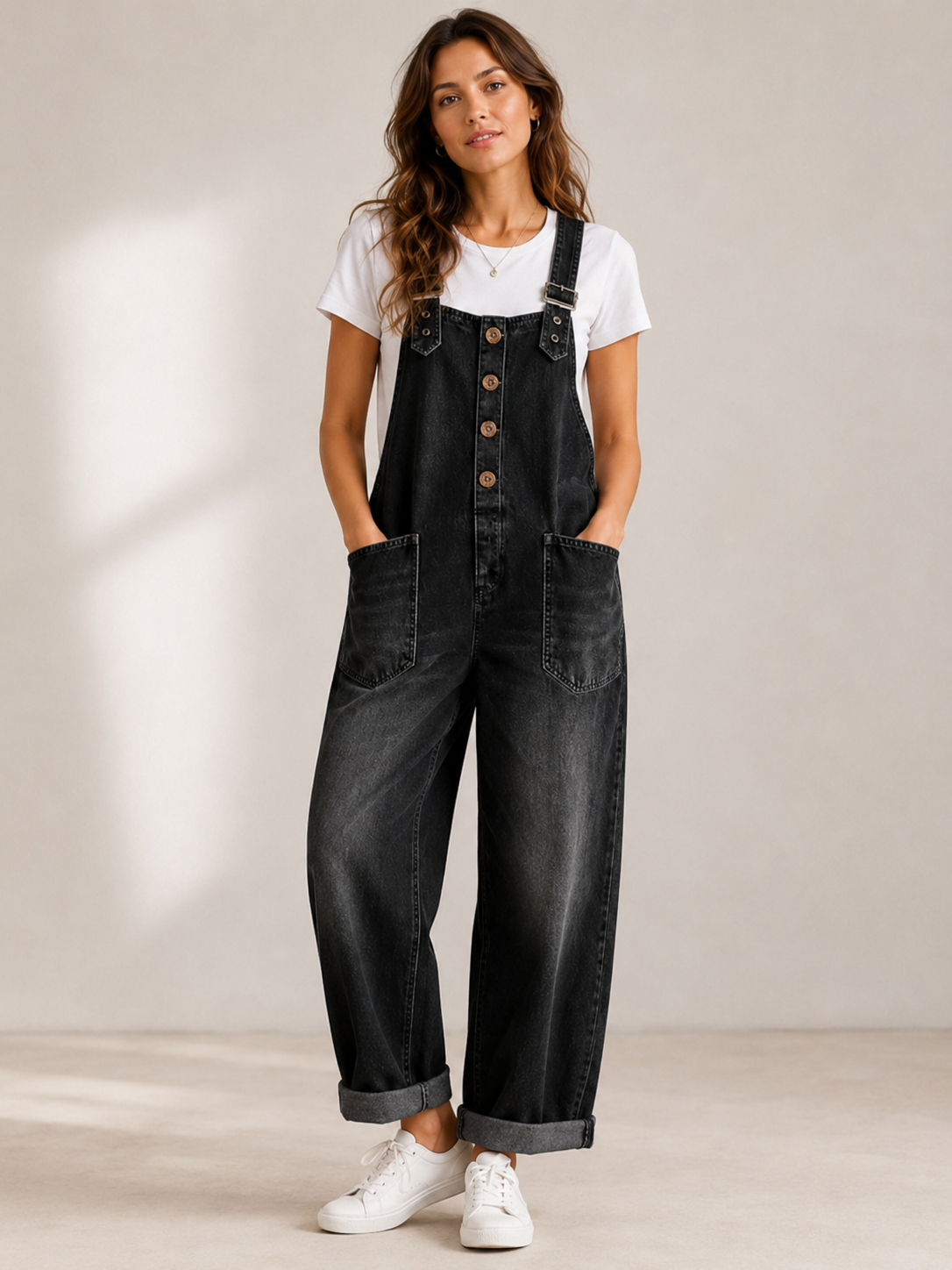 Women’s Vintage Wide-Leg Denim Overalls