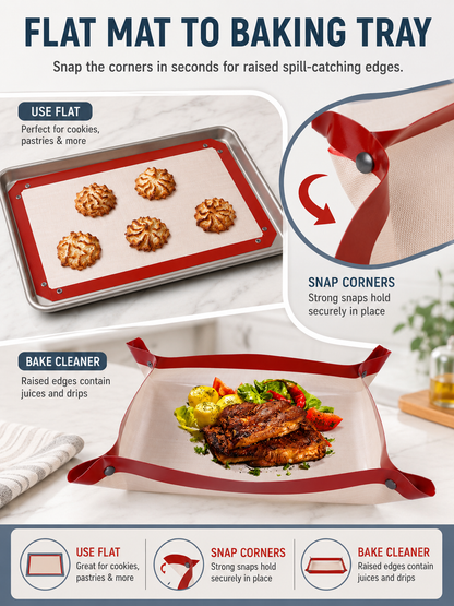 🍪 Baking Essential 2-in-1 Silicone Baking Mat with Non-Stick Surface