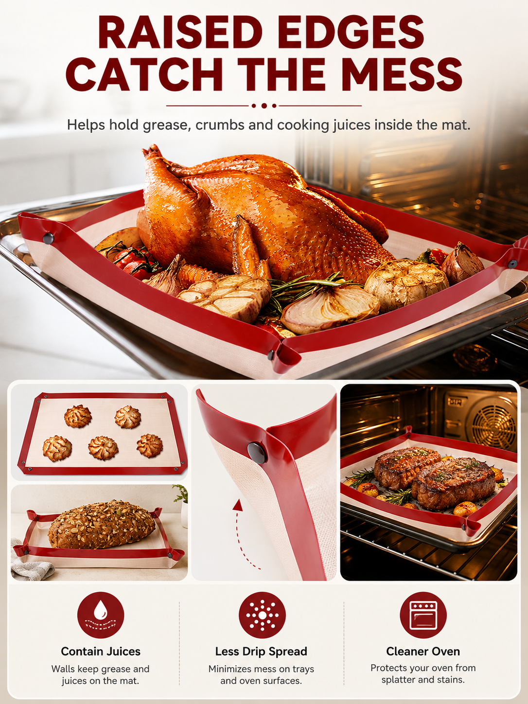 🍪 Baking Essential 2-in-1 Silicone Baking Mat with Non-Stick Surface