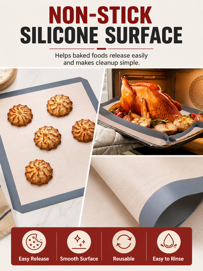 🍪 Baking Essential 2-in-1 Silicone Baking Mat with Non-Stick Surface