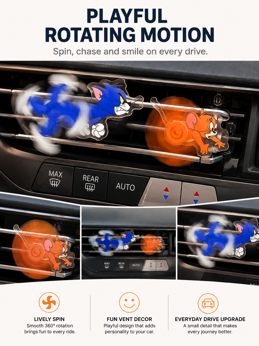 🚗Car Air Vent Spinner Clip for Cute Interior Decor
