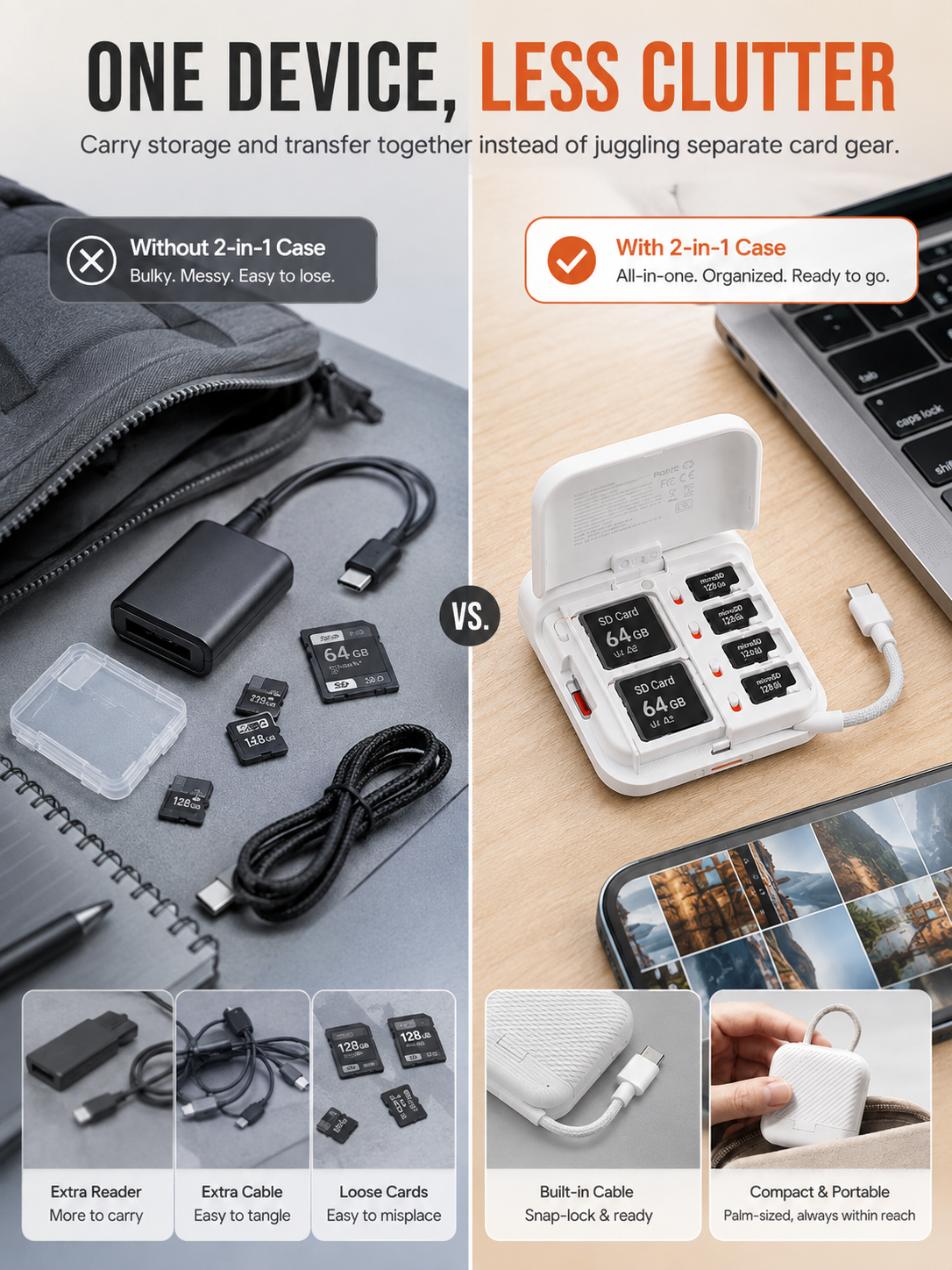 ⚡ Special Offer Mini SD Card Reader Case for Pocket 4 — UHS-II Dual-Slot High-Speed USB 3.1 Type-C Reader