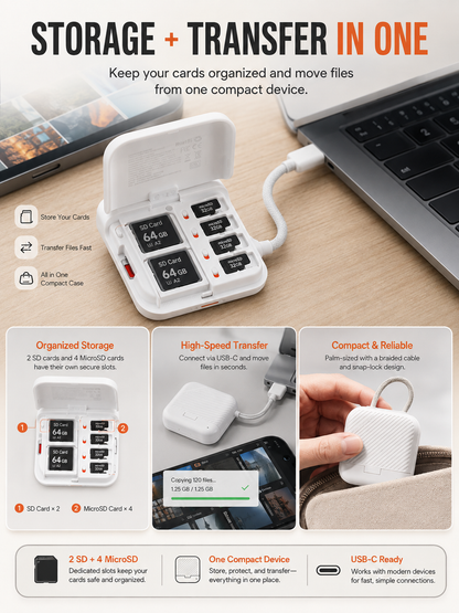 ⚡ Special Offer Mini SD Card Reader Case for Pocket 4 — UHS-II Dual-Slot High-Speed USB 3.1 Type-C Reader