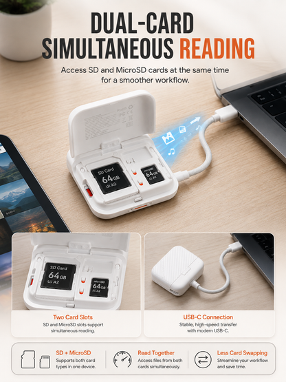 ⚡ Special Offer Mini SD Card Reader Case for Pocket 4 — UHS-II Dual-Slot High-Speed USB 3.1 Type-C Reader