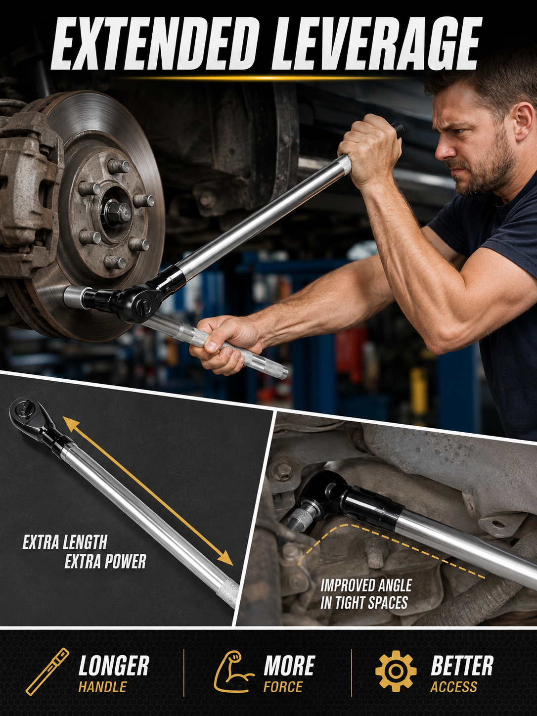 🔧 Hot Deal 1/2 Inch Wrench Extension Bar — Compact Alloy Steel Tool for Easy Nut & Bolt Fastening