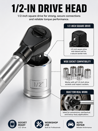 🔧 Hot Deal 1/2 Inch Wrench Extension Bar — Compact Alloy Steel Tool for Easy Nut & Bolt Fastening