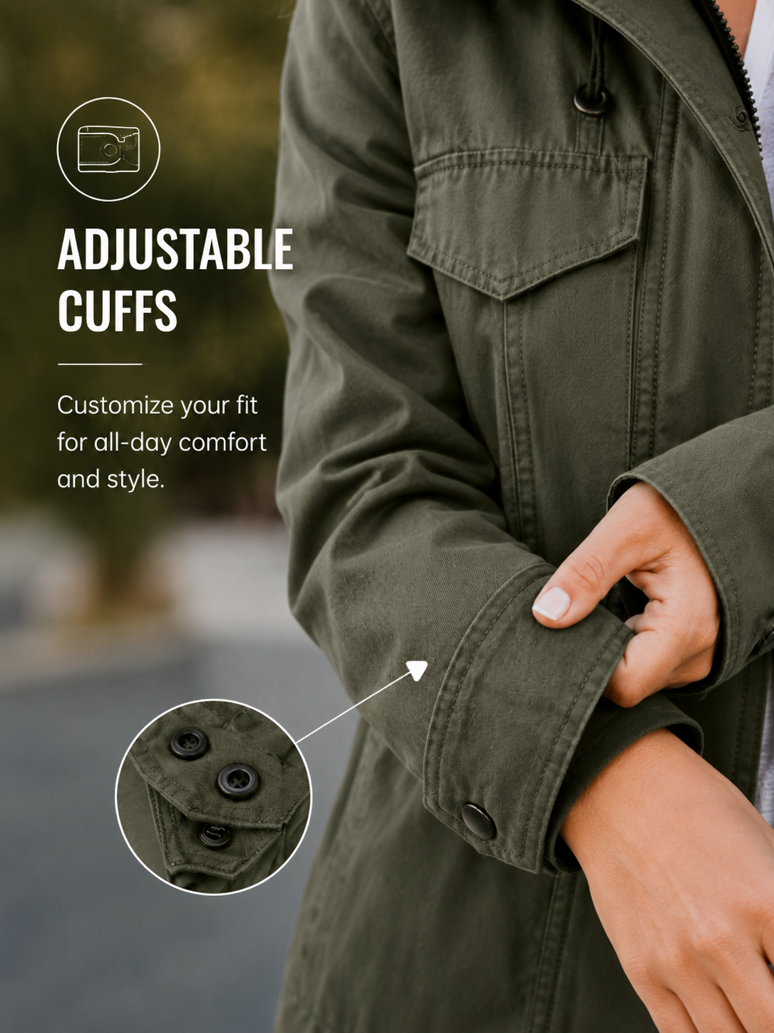 ✨ New Arrival Women’s Multi-Pocket Military Jacket — Slim Fit Casual Zip-Up Jacket