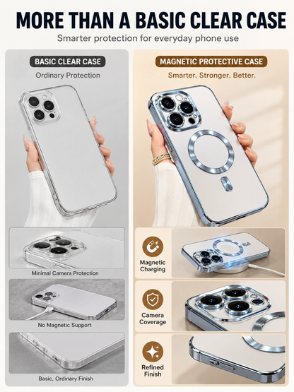 ⚡ Smart Deal ✨ Soft TPU Full Lens iPhone Case — Clear MagSafe Compatible Shockproof Cover