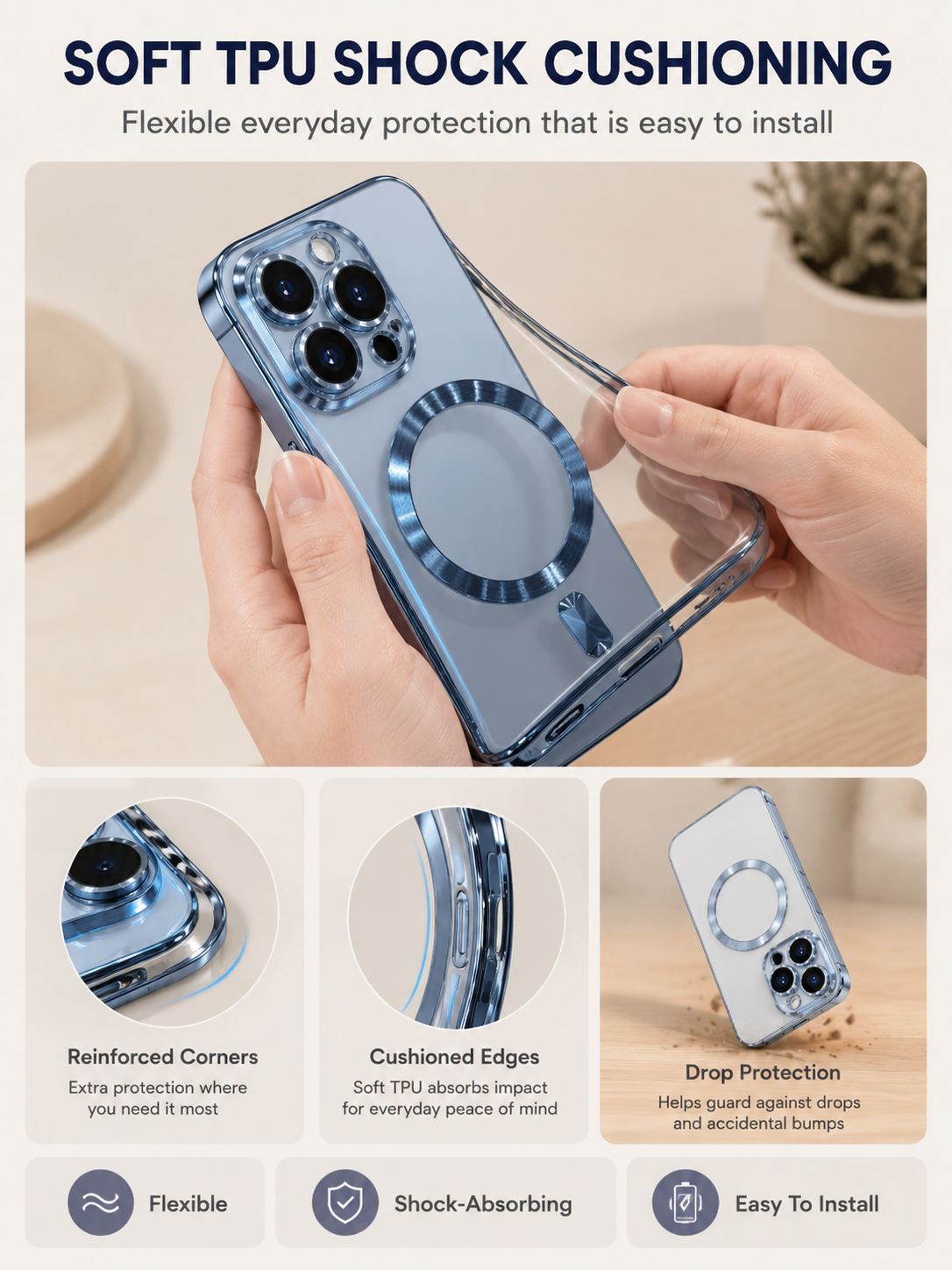 ⚡ Smart Deal ✨ Soft TPU Full Lens iPhone Case — Clear MagSafe Compatible Shockproof Cover