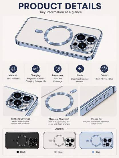 ⚡ Smart Deal ✨ Soft TPU Full Lens iPhone Case — Clear MagSafe Compatible Shockproof Cover
