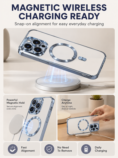 ⚡ Smart Deal ✨ Soft TPU Full Lens iPhone Case — Clear MagSafe Compatible Shockproof Cover