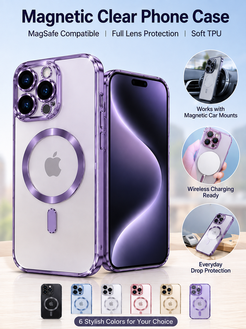 ⚡ Smart Deal ✨ Soft TPU Full Lens iPhone Case — Clear MagSafe Compatible Shockproof Cover