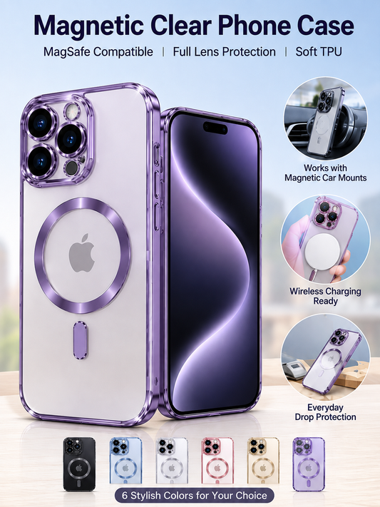 ⚡ Smart Deal ✨ Soft TPU Full Lens iPhone Case — Clear MagSafe Compatible Shockproof Cover
