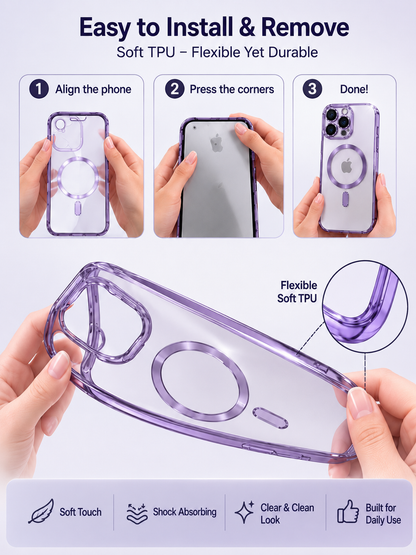 ⚡ Smart Deal ✨ Soft TPU Full Lens iPhone Case — Clear MagSafe Compatible Shockproof Cover