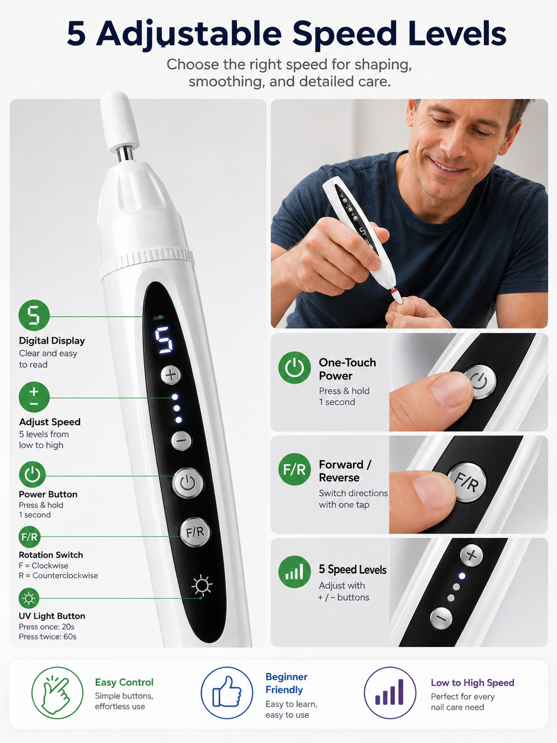 ✨ Beauty Essential 💅 Cordless Electric Nail Drill - Lightweight Tool for Thick Nail Care & Repair