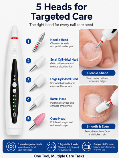 ✨ Beauty Essential 💅 Cordless Electric Nail Drill - Lightweight Tool for Thick Nail Care & Repair