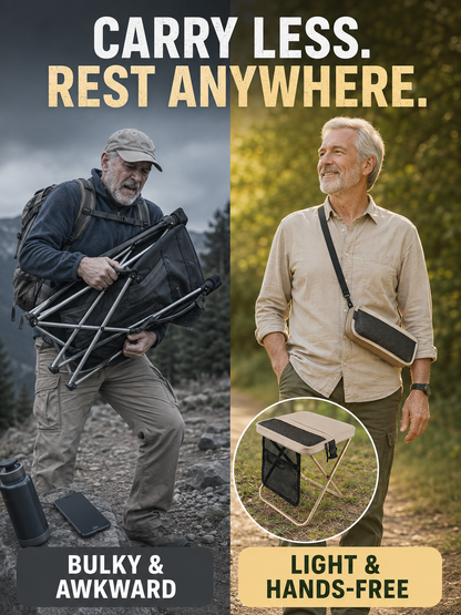 🔥 Outdoor Pick 🪑 12" Portable Folding Stool - Compact Collapsible Backpack Chair for Adults