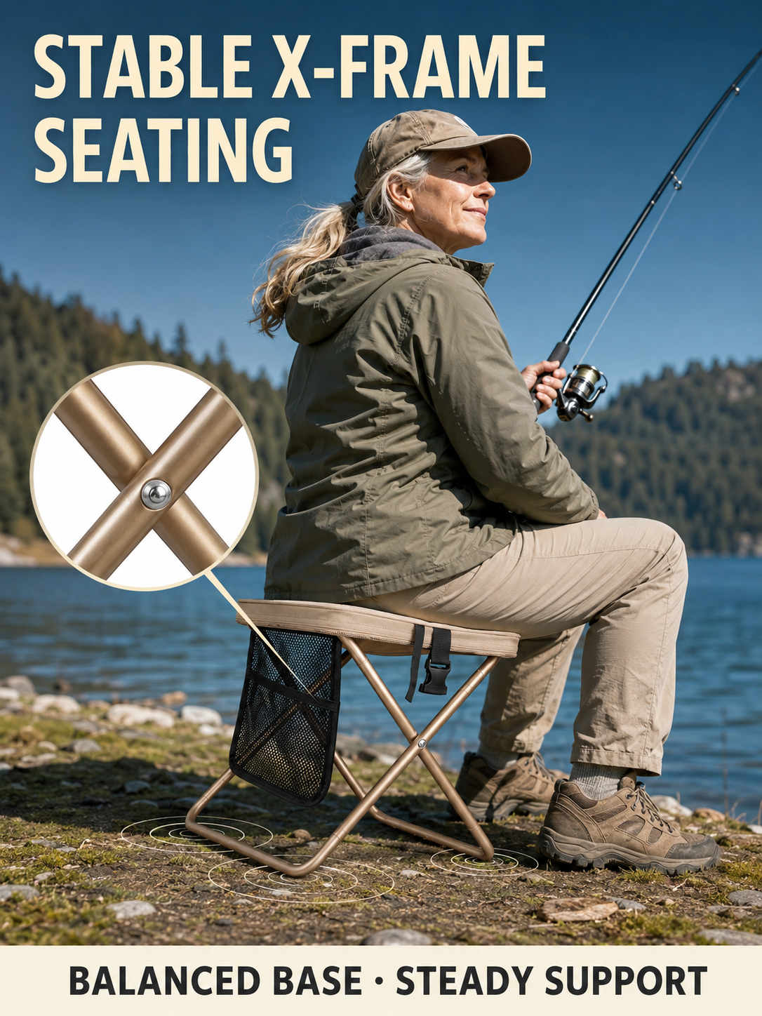 🔥 Outdoor Pick 🪑 12" Portable Folding Stool - Compact Collapsible Backpack Chair for Adults